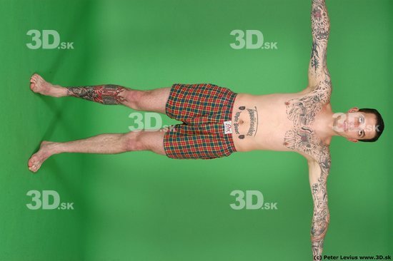 Man White Tattoo Underweight Male Studio Poses