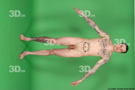 Man White Tattoo Underweight Male Studio Poses