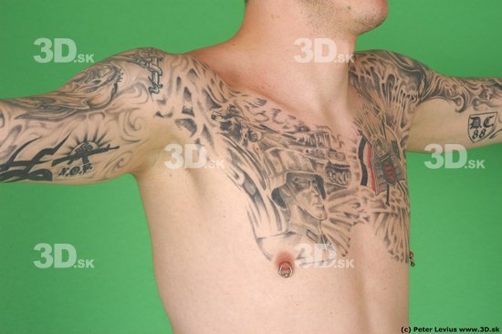 Man White Tattoo Underweight Male Studio Poses