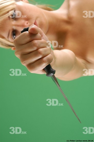 Hand Woman Pose with knife White Nude Slim
