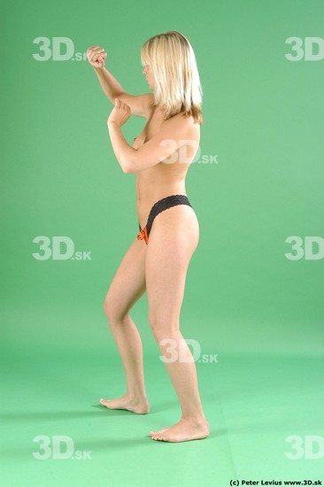 Whole Body Woman Fighting poses White Underwear Slim