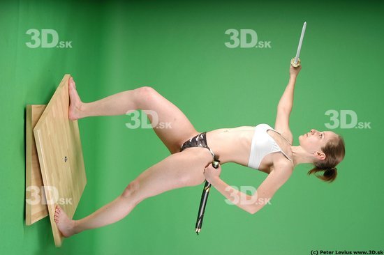 Whole Body Woman Pose with sword White Underwear Average