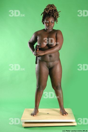 Whole Body Woman Pose with machine rifle Pose with sword Black Nude Slim Chubby Walking Studio photo references