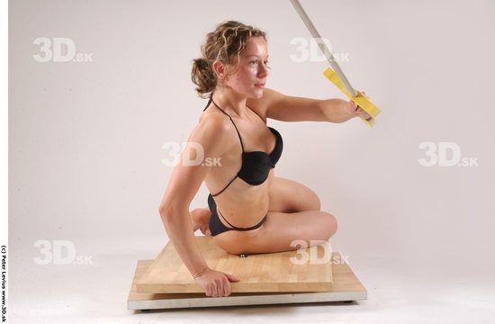 Whole Body Woman Pose with sword Underwear Muscular Studio photo references