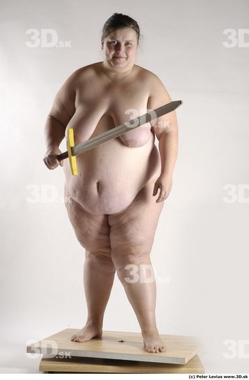 Whole Body Woman Pose with sword Nude Overweight Studio photo references