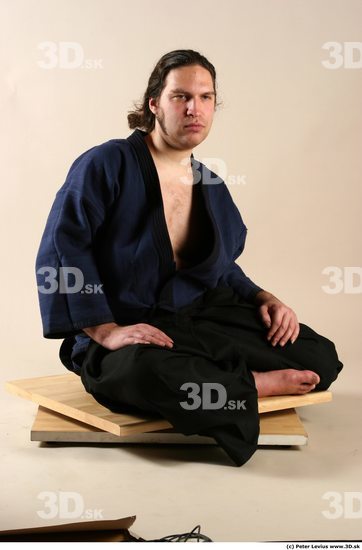 Whole Body Phonemes Man Pose with sword White Hairy Historical Average Male Studio Poses