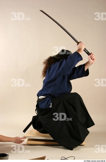 Whole Body Phonemes Man Pose with sword White Hairy Historical Average Male Studio Poses