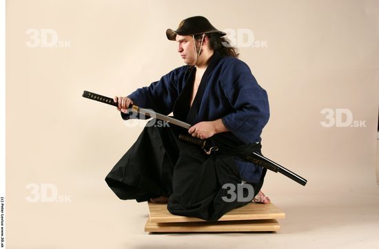 Whole Body Phonemes Man Pose with sword White Hairy Historical Average Male Studio Poses