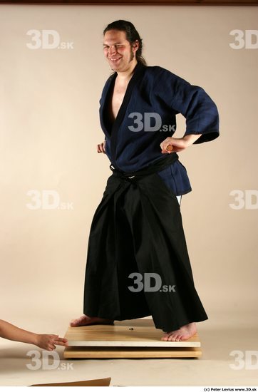 Whole Body Phonemes Man Pose with sword White Hairy Historical Average Male Studio Poses