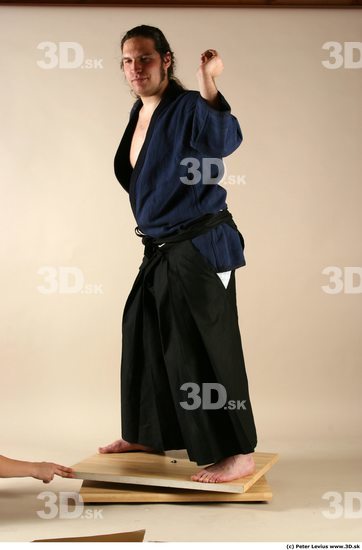 Whole Body Phonemes Man Pose with sword White Hairy Historical Average Male Studio Poses