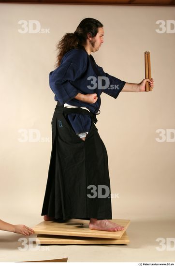 Whole Body Phonemes Man Pose with sword White Hairy Historical Average Male Studio Poses