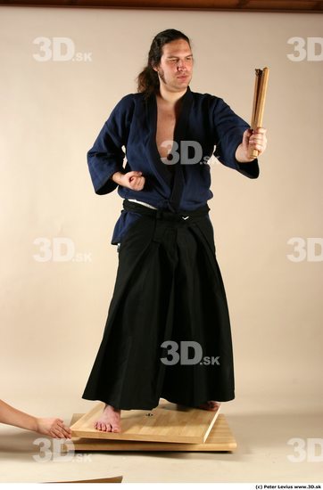 Whole Body Phonemes Man Pose with sword White Hairy Historical Average Male Studio Poses