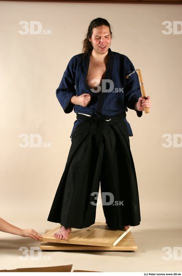 Whole Body Phonemes Man Pose with sword White Hairy Historical Average Male Studio Poses