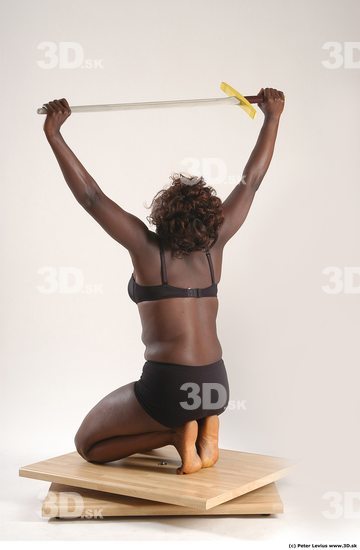 Whole Body Woman Pose with sword Black Underwear Chubby