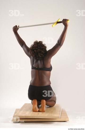 Whole Body Woman Pose with sword Black Underwear Chubby