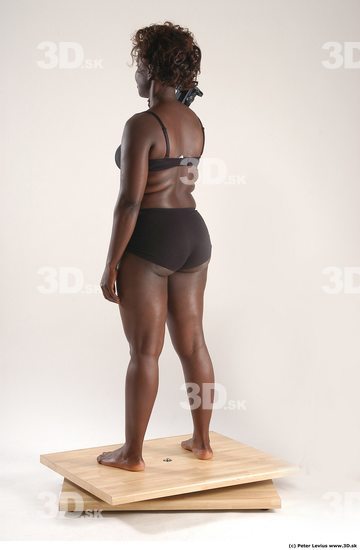 Whole Body Woman Pose with pistol Black Underwear Chubby