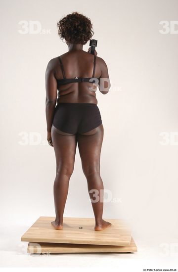 Whole Body Woman Pose with pistol Black Underwear Chubby