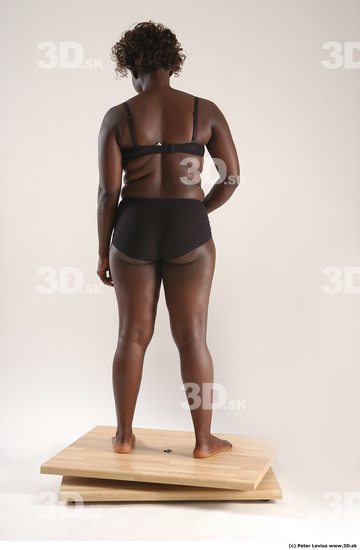 Whole Body Woman Pose with pistol Black Underwear Chubby