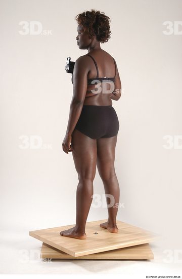 Whole Body Woman Pose with pistol Black Underwear Chubby