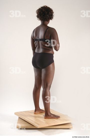 Whole Body Woman Pose with pistol Black Underwear Chubby