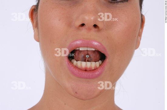 Whole Body Tongue Woman Piercing Slim Athletic Studio photo references