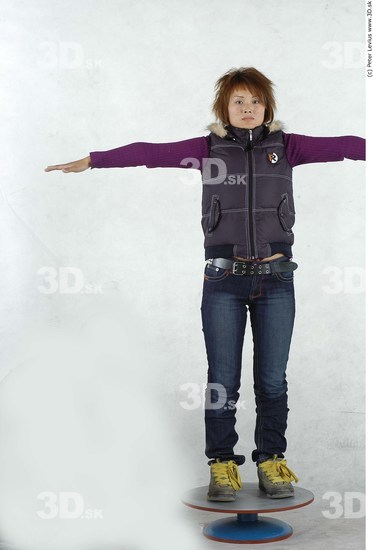 Whole Body Woman T poses Asian Casual Average Studio photo references