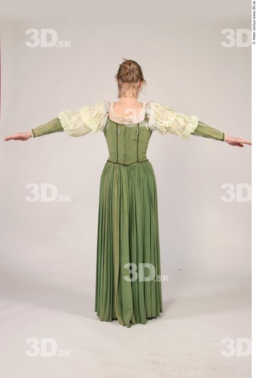 Whole Body Woman T poses White Historical Slim Costume photo references