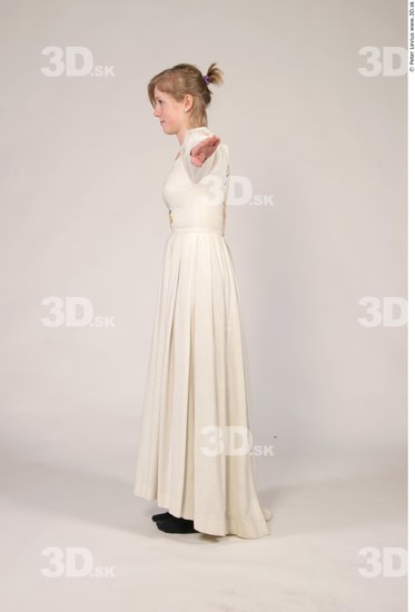 Whole Body Woman T poses White Historical Slim Costume photo references