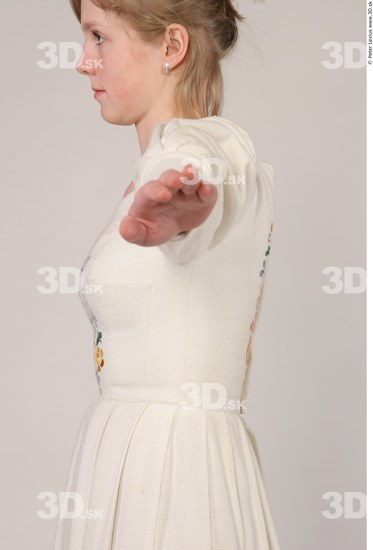 Whole Body Woman T poses White Historical Slim Costume photo references