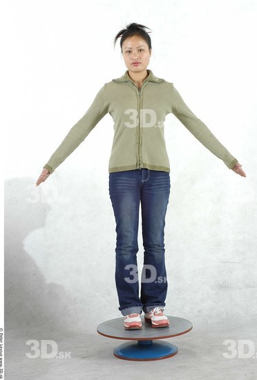 Whole Body Woman Asian Casual Chubby Studio photo references