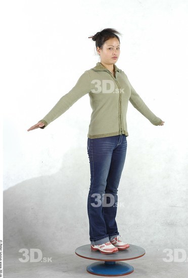 Whole Body Woman Asian Casual Chubby Studio photo references