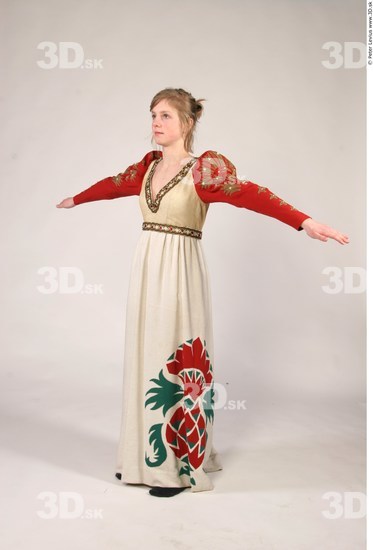 Whole Body Woman White Historical Slim Costume photo references