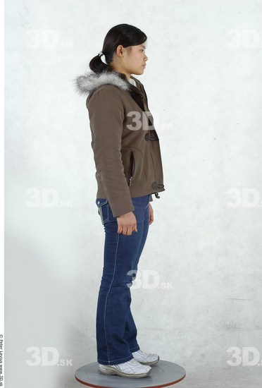 Whole Body Woman Asian Casual Slim Chubby Studio photo references