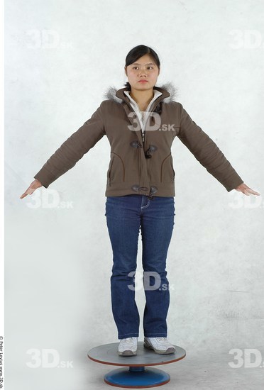 Whole Body Woman Asian Casual Slim Chubby Studio photo references