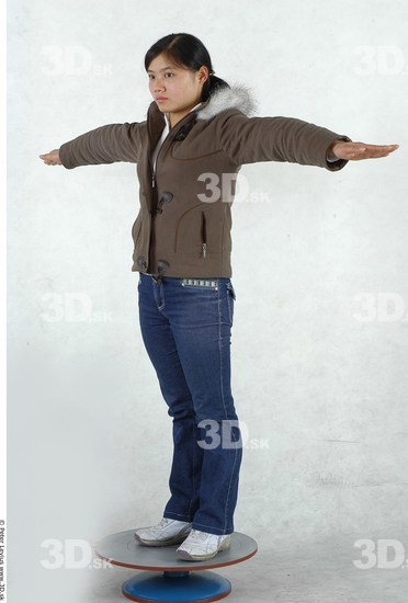 Whole Body Woman T poses Asian Casual Slim Chubby Studio photo references