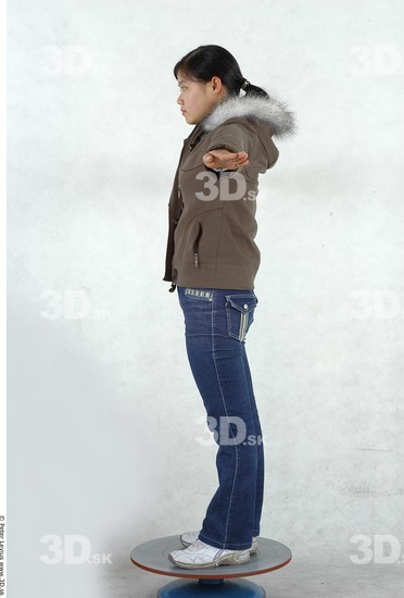 Whole Body Woman T poses Asian Casual Slim Chubby Studio photo references