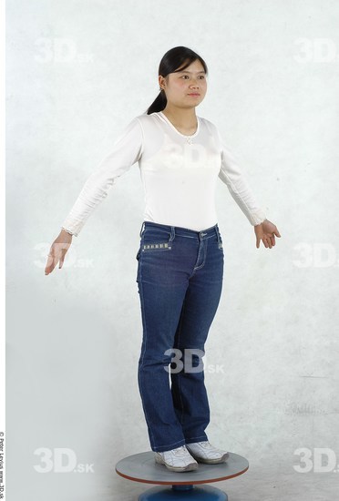 Whole Body Woman Asian Casual Slim Chubby Studio photo references