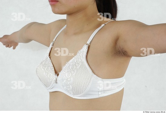 Chest Whole Body Woman Asian Underwear Slim Chubby Studio photo references