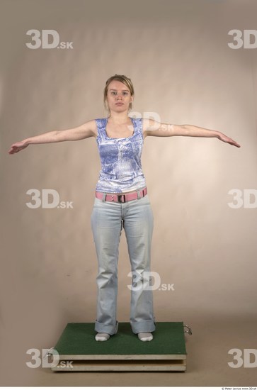 Whole Body Woman T poses Casual Slim Studio photo references