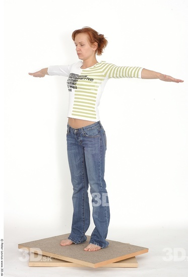 Whole Body Woman T poses White Casual Slim