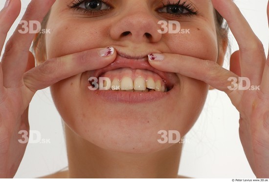 Whole Body Teeth Woman Slim Studio photo references