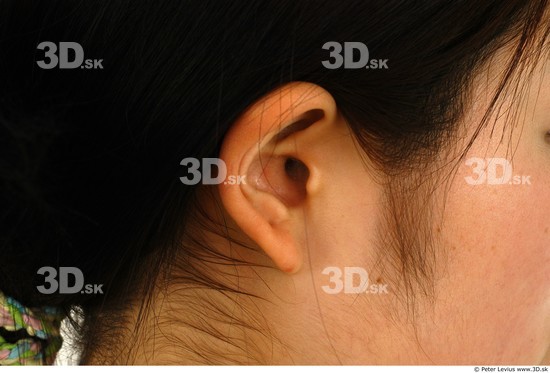 Ear Whole Body Woman Asian Slim Studio photo references