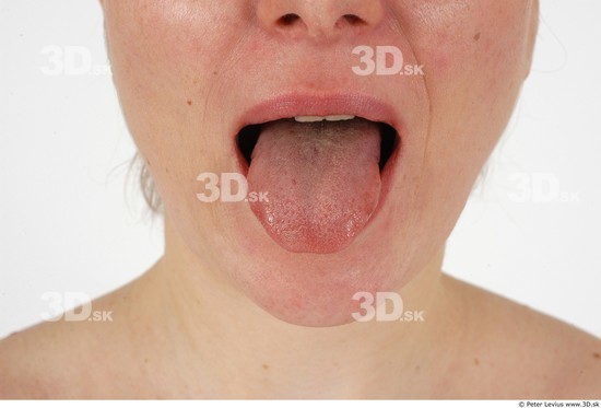 Whole Body Tongue Woman Average Chubby Studio photo references