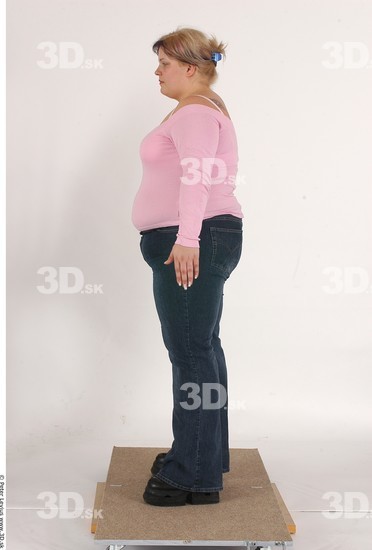 Whole Body Woman Casual Overweight Studio photo references