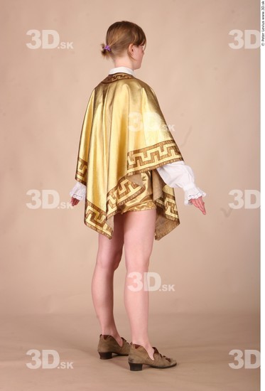 Whole Body Woman T poses White Historical Slim Costume photo references