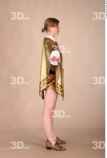 Whole Body Woman T poses White Historical Slim Costume photo references