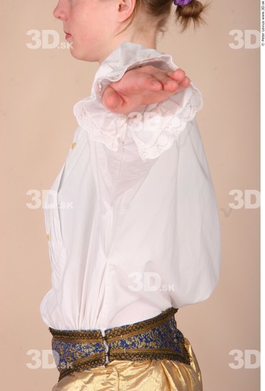 Whole Body Woman T poses White Historical Slim Costume photo references