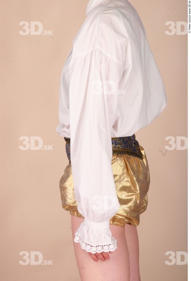 Whole Body Woman T poses White Historical Slim Costume photo references