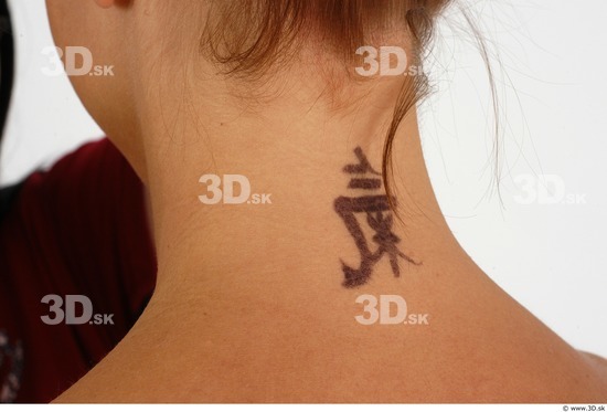 Neck Whole Body Woman Tattoo Nude Slim Studio photo references