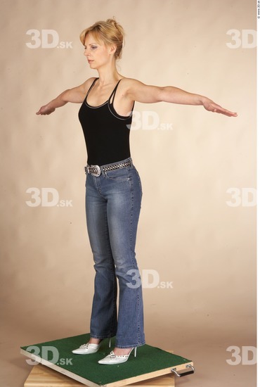 Whole Body Woman T poses Casual Slim Studio photo references